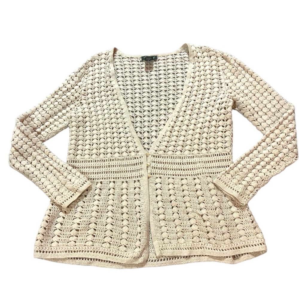 Eddie Bauer Cream Crochet Cardigan